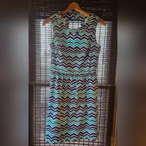 Vineyard Vines Blue Chevron Tail Fit&Flare Dress, Women's Size 4